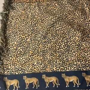 Leopard Print Scarf with Fringe